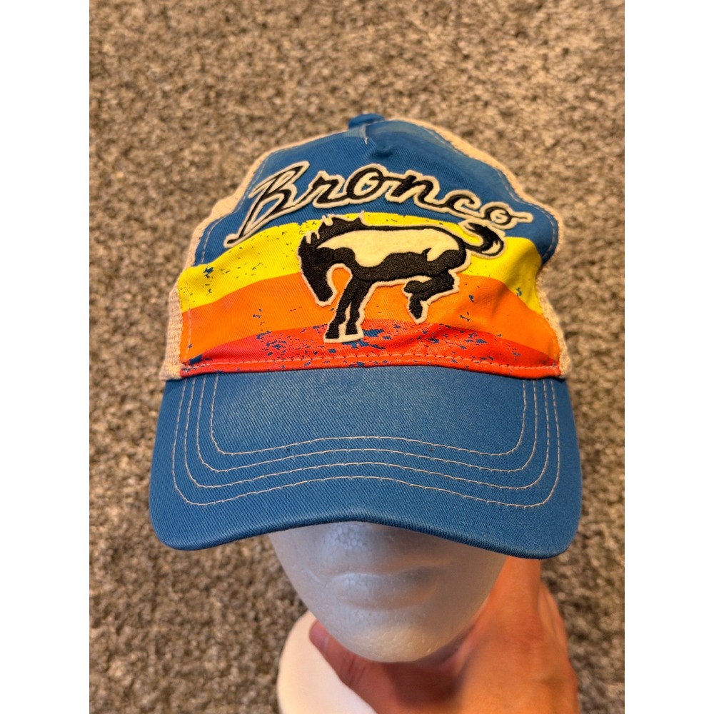 Ford Bronco Trucker Hat Mens OSFA Blue Retro Sunset Mesh Snapback Concept One